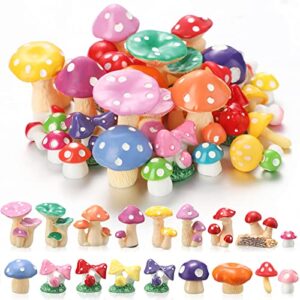 yulejo 120 pcs cute tiny mushrooms bulk mini miniature figurines fairy mushroom decor garden mushroom statue mini mushrooms ornament for plant micro landscape bonsai craft(fresh color)