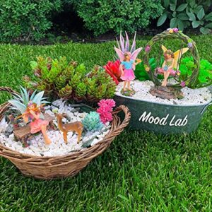 Mood Lab Fairy Garden Kit - Swing Set of 6 pcs Miniature Figurines & Accessories - Hand Painted for Outdoor or House Decor