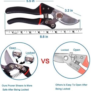 Kynup Pruning Shears for Gardening, Gardening Shears Heavy Duty, Cutting Shears Garden,Hedge Clippers, Rose Pruning Shears, Hand Clippers Gardening (Red Black)