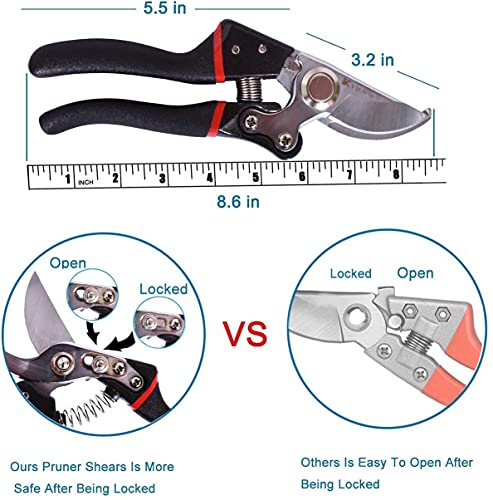 Kynup Pruning Shears for Gardening, Gardening Shears Heavy Duty, Cutting Shears Garden,Hedge Clippers, Rose Pruning Shears, Hand Clippers Gardening (Red Black)