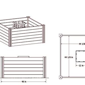 Vita Classic 4 Foot x 4 Foot x 22 inch Keyhole Garden Bed with Composting Basket, White, PVC, BPA and Pthalate Free, VT17101