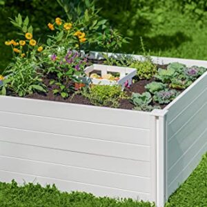 Vita Classic 4 Foot x 4 Foot x 22 inch Keyhole Garden Bed with Composting Basket, White, PVC, BPA and Pthalate Free, VT17101