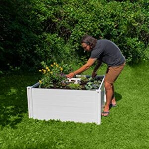 Vita Classic 4 Foot x 4 Foot x 22 inch Keyhole Garden Bed with Composting Basket, White, PVC, BPA and Pthalate Free, VT17101