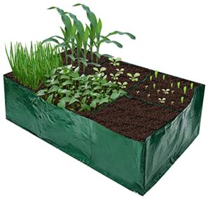 fabric raised garden bed, garden grow bed bags with 6 divided grids, square pe planting pots with drainage holes, planting container grow bag planter pot for growing herbs, flowers and vegetables