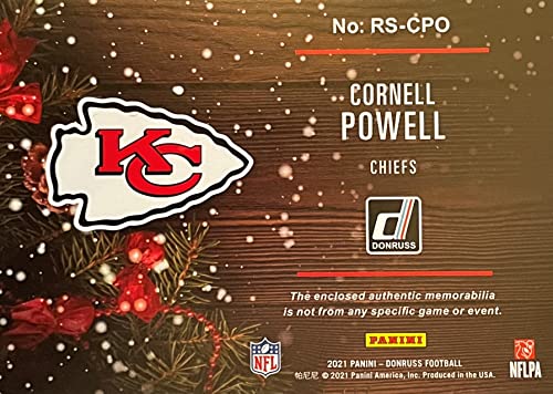 Authentic CORNELL POWELL Football Sweater PATCH Rookie Card 2021 Panini Donruss Rookie Sweaters - Kansas City Chiefs