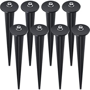 zhengmy 8 packs threaded spike flood light ground stake metal replacement stakes for solar lights outdoor led solar light stakes with 8 hex screws for gardens yard path lawn 6.3 inches
