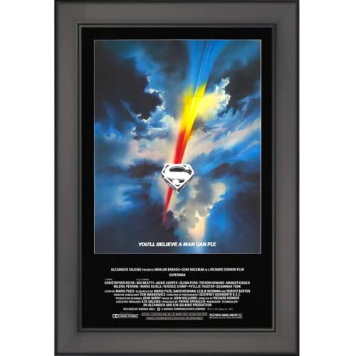 Framed Superman Official Movie Poster Photo Print Size 11 Inches by 17 Inches Black Frame