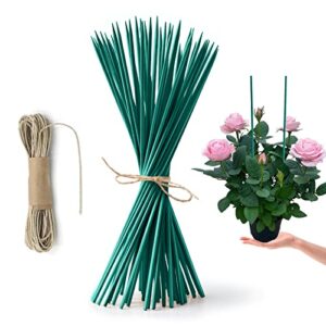HOPELF 50 Pack 16" Bamboo Plant Stakes for Wood Garden Sticks，Wooden Plant Supports，Indoor Gardening Plant Supports，Floral Plant Support ，Potted Plants，Crafts, More Size Choices 8"/12"/16"