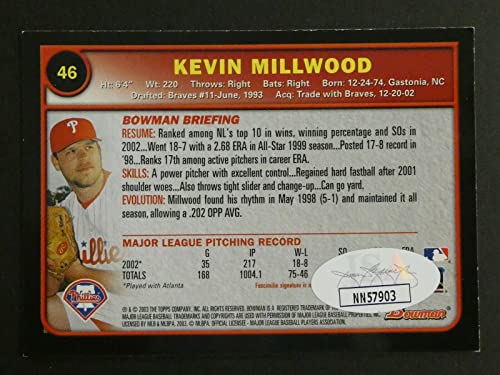 Kevin Millwood Signed Baseball Card with JSA COA