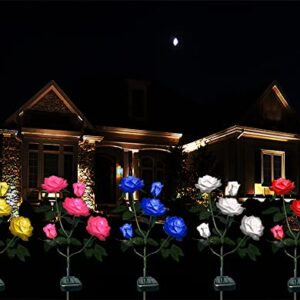 XLUX Outdoor Solar Powered Rose Lights, Decorative Flower lamp, for Garden Yard Patio Pathway Lighting, Rainproof, Red 2 Pack