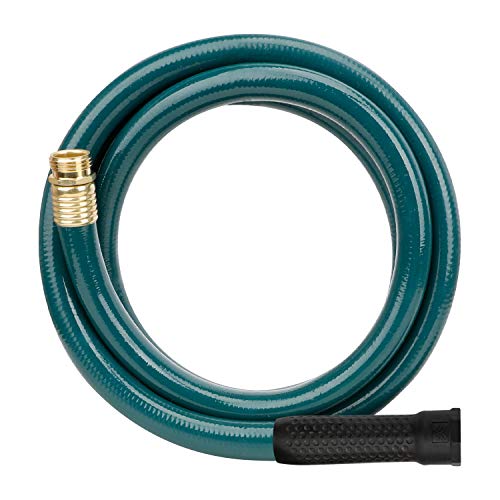 Worth Garden LEAD-IN Short Garden Hose 5/8 in. x 12ft. NO KINK,No Leak,HEAVY DUTY Durable PVC Water Hose with Brass Hose Fittings, Male to Female Fittings,12 YEARS WARRANTY,H055B02