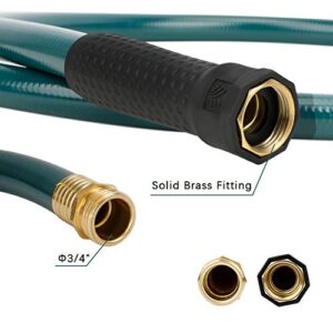 Worth Garden LEAD-IN Short Garden Hose 5/8 in. x 12ft. NO KINK,No Leak,HEAVY DUTY Durable PVC Water Hose with Brass Hose Fittings, Male to Female Fittings,12 YEARS WARRANTY,H055B02