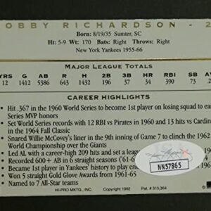 Bobby Richardson Signed Baseball Card with JSA COA