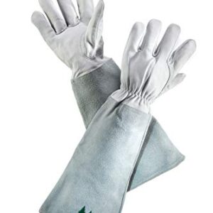 Leather Gardening Gloves by Fir Tree. Premium Goatskin Gloves With Cowhide Suede Gauntlet Sleeves. Perfect Rose Garden Gloves. Men's and Women's Sizes. M-8 (See Size Chart Photo)