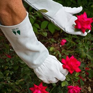 Leather Gardening Gloves by Fir Tree. Premium Goatskin Gloves With Cowhide Suede Gauntlet Sleeves. Perfect Rose Garden Gloves. Men's and Women's Sizes. M-8 (See Size Chart Photo)