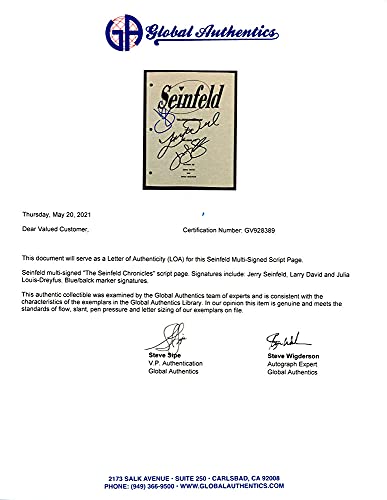 Seinfeld Cast By Jerry Seinfeld Larry David Julia Louis-Dreyfus Script Signed Autographed Authentic 'GA' COA