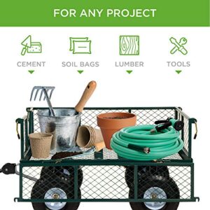 Best Choice Products Utility Garden Cart Wagon for Lawn, Yard w/Heavy-Duty Steel 400lb Weight Capacity, Removable Sides, Long Handle, 10in Tires - Green