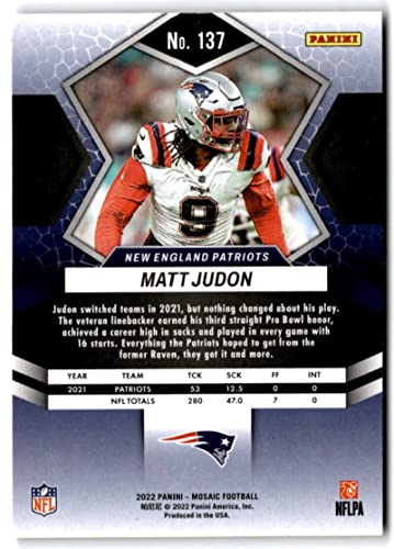 Football Trading Card NFL 2022 Panini Mosaic #137 Matt Judon NM Near Mint Patriots