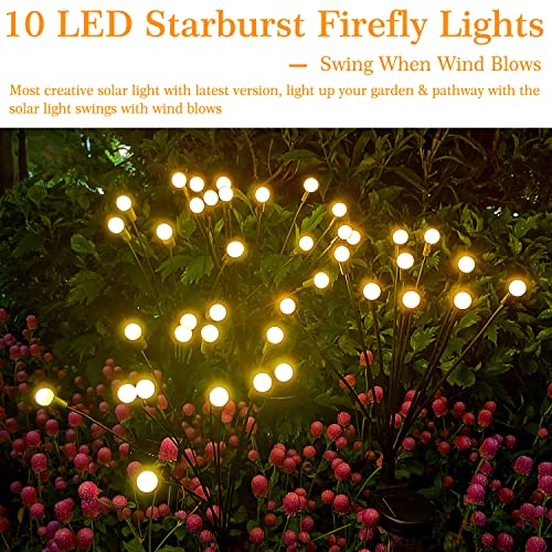 WEEKSUN 8 Pack 10LED Solar Garden Lights, Solar Firefly Lights, Swaying LED Solar Decorative Lights Stick, Garden Lights Solar Powered Waterproof for Garden Shrub Lawn Patio Decoration, Warm White