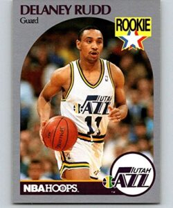 1990-91 hoops basketball #293 delaney rudd rc rookie card utah jazz
