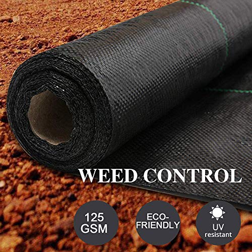 Goasis Lawn Weed Barrier Control Fabric Ground Cover Membrane Garden Landscape Driveway Weed Block Nonwoven Heavy Duty 125gsm Black,3FT x 300FT