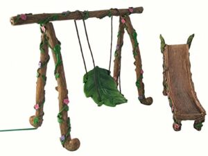 glitzglam fairy and gnome miniature swing and slide set – a fairy garden accessory