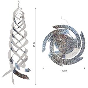 Hausse Bird Repellent Spiral Reflectors Silver Mylar Spinner, Hanging Reflective Bird Deterrent Device, Garden Decorative Scare Birds Away, Like Woodpeckers, Pigeons and Geese, 6 Pack