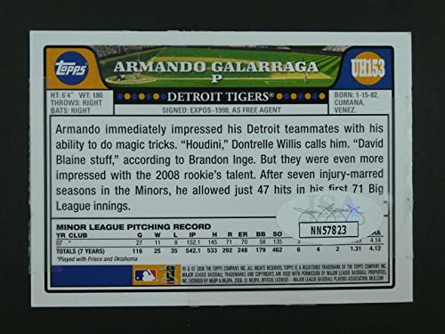 Armando Galarraga Signed Baseball Card with JSA COA