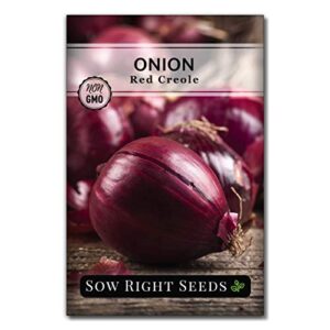 sow right seeds – red creole onion seed for planting – non-gmo heirloom packet with instructions to plant a home vegetable garden