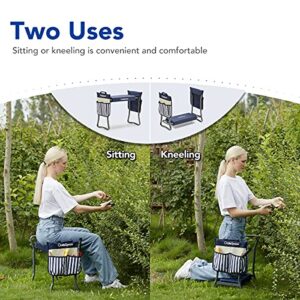 Garden Kneeler and Seat - Sturdy Garden Bench Stool with Thicken & Soft Kneeling Pad，Heavy Duty Foldable Garden Stool Bonus 2 Large Pouches for Gardening Tools by OasisSpace (Blue)
