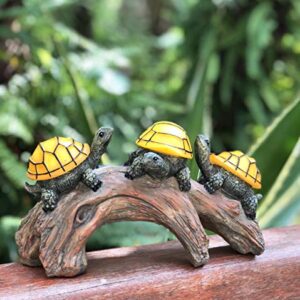 TIBLEN Solar Powered Turtles on Log Garden Decorations , Outdoor Accent Lighting LED Garden Light Decor