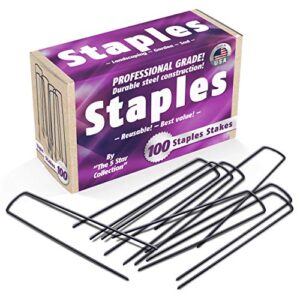 100 6-Inch Garden Landscape Staples Stakes Pins - USA Strong Pro Quality Built to Last. Weed Barrier Fabric, Ground Cover, Soaker Hose, Lawn Drippers, Irrigation Tubing, Wireless Invisible Dog Fence…