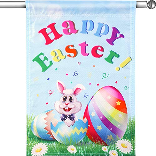 Chuangdi Easter Egg and Rabbit Garden Flag 28 x 40 Inch Decorative Spring Garden Flag Double Side Garden Flag (28 x 40 Inch)