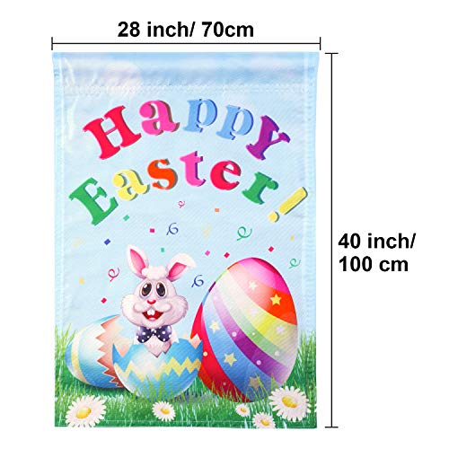 Chuangdi Easter Egg and Rabbit Garden Flag 28 x 40 Inch Decorative Spring Garden Flag Double Side Garden Flag (28 x 40 Inch)