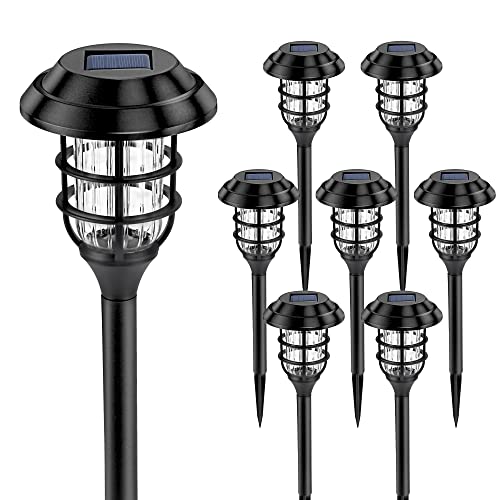 SOLPEX Solar Outdoor Lights, 8 Pack Solar Pathway Lights, Up to 10 Hrs Auto On/Off Garden Lights Waterproof, Solar Powered Landscape Lighting for Yard, Garden, Walkway-(Cold White)