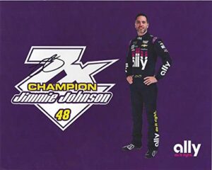 autographed 2019 jimmie johnson #48 ally racing 7x champion (new sponsor) hendrick motorsports monster cup series signed collectible picture 8x10 inch nascar hero card photo with coa