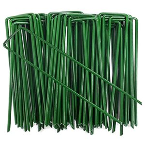 6 inch garden stakes galvanized landscape staples, ,u-type turf staples for artificial grass , rust proof sod pins stakes for securing fences weed barrier, outdoor wires cords tents tarps, 50 pcs