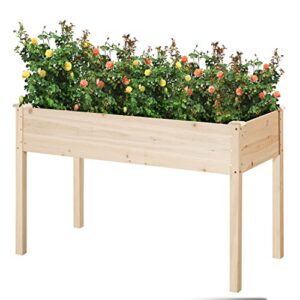 flamaker 46x30x22in raised garden bed elevated wood planter box with legs for backyard, patio, balcony, garden