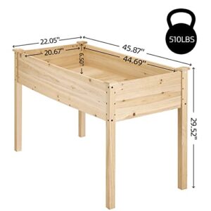 Flamaker 46x30x22in Raised Garden Bed Elevated Wood Planter Box with Legs for Backyard, Patio, Balcony, Garden