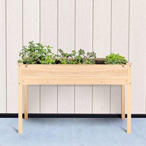 Flamaker 46x30x22in Raised Garden Bed Elevated Wood Planter Box with Legs for Backyard, Patio, Balcony, Garden