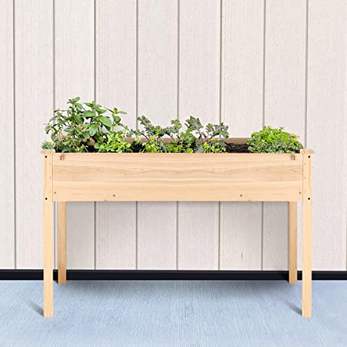 Flamaker 46x30x22in Raised Garden Bed Elevated Wood Planter Box with Legs for Backyard, Patio, Balcony, Garden