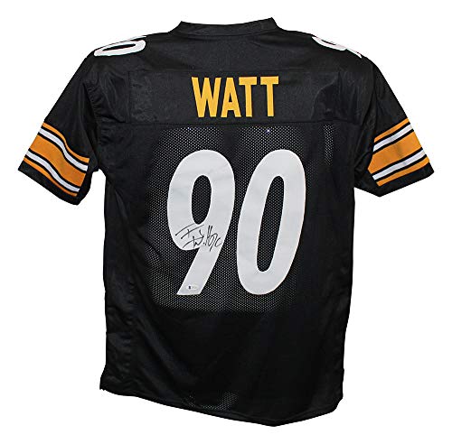 TJ Watt Autographed/Signed Pro Style Black XL Jersey BAS