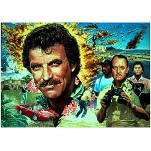 tom selleck 8×10 inch photo blue bloods 3 men and a baby magnum. p.i. w/cast in painting kn