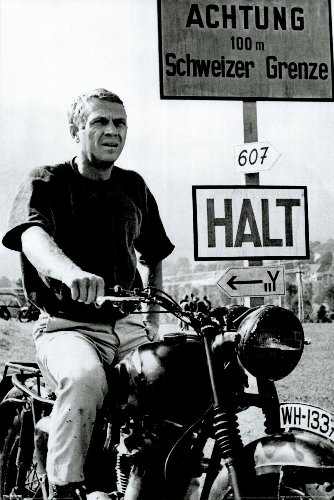 (24x36) The Great Escape Movie (Steve McQueen on Motorcycle, No Text) Poster Print