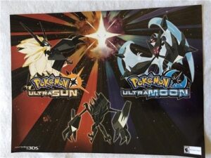 pokemon ultra sun and moon – 24″x18″ d/s original video game poster gamestop foil 2017
