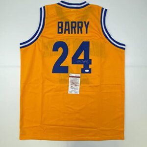 autographed/signed rick barry golden state yellow basketball jersey jsa coa