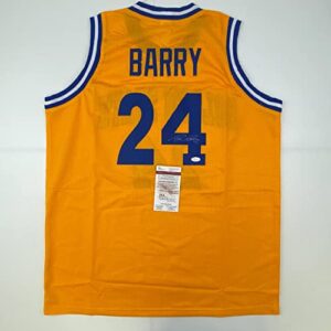 Autographed/Signed Rick Barry Golden State Yellow Basketball Jersey JSA COA