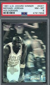 michael jordan 1991 upper deck mvp award winner holograms basketball card #aw1 psa 8