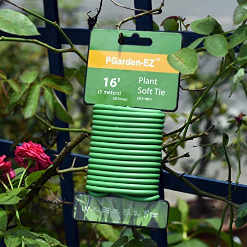 PGarden-EZ Green Soft Twist Tie Plant Tie Flexible TPR Garden Supply, for Tomatoes Roses Vines Organizing(16.4 feet/ 5 Meters)…, 16 feet