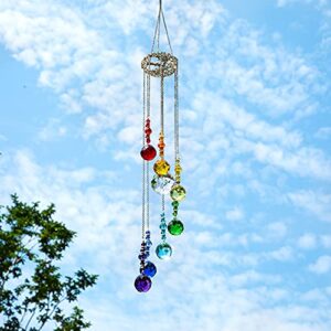 h&d hyaline & dora colorful crystal ball prisms suncatcher tree of life window hanging ornament rainbow maker pendant for home, garden decoration
